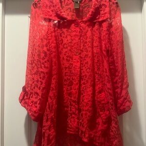 Multiples Red Leopard Print Blouse